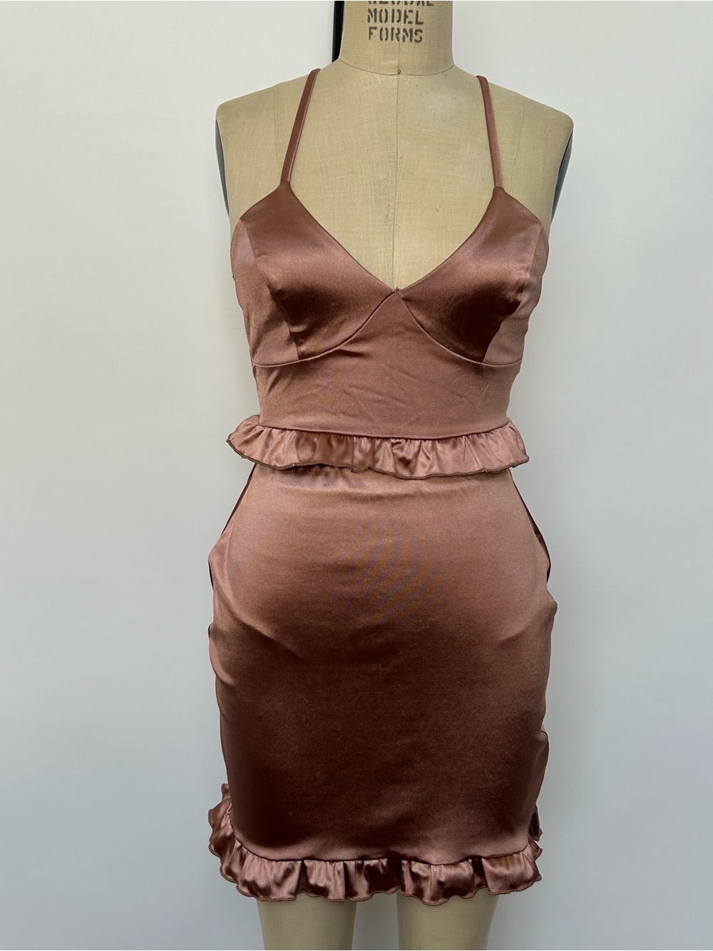 Satin Ruffle Two-Piece Skirt Set
